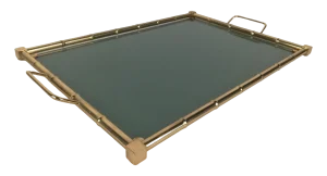 Italian Hollywood Regency Tray in Brass Faux Bamboo and Fumè Glass, 1970s