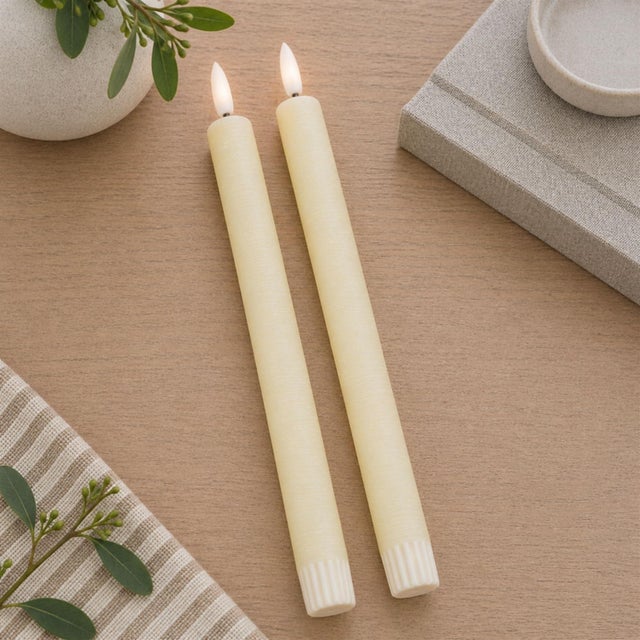 Modern FIA Wick Ivory Taper Candle (Set of 2) For Sale - Image 3 of 4