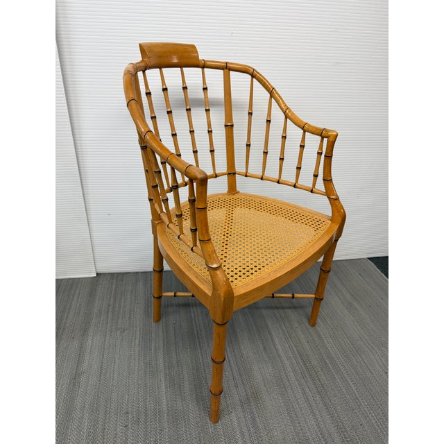 1960s Circa 1960s Baker Furniture Faux Bamboo Windosr Chairs, Pair For Sale - Image 5 of 12