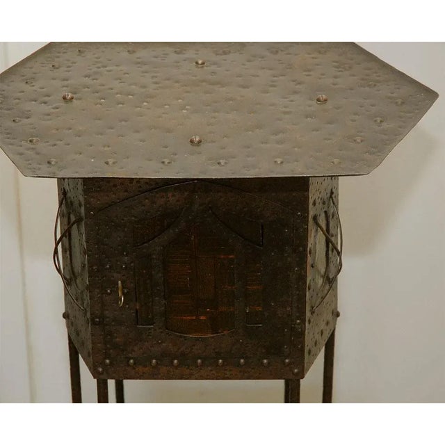 Brown 1900s Arts & Crafts Side Table With Cabinet For Sale - Image 8 of 9