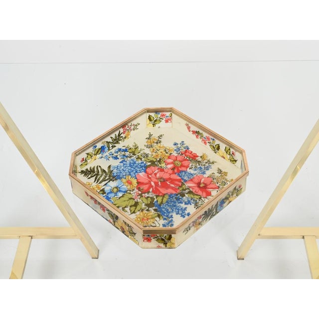 Charming and unique octagonal serving tray in a combination of acrylic and brass. This incredibly stylish piece was...