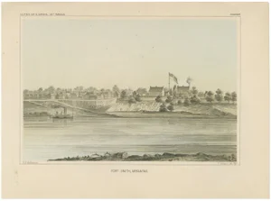 Historic View of Fort Smith, Arkansas, Overlooking the Arkansas River, 1856, Print