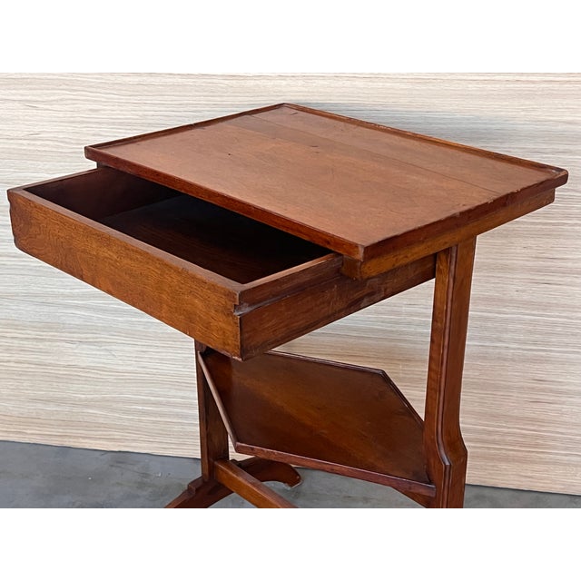 French Art Nouveau Side Table or Nightstand With Drawer and Shelve For Sale - Image 10 of 11