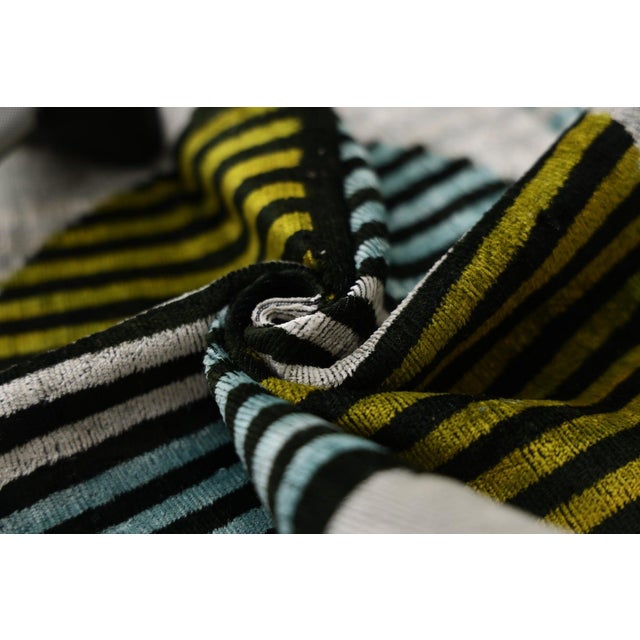 Textile Handmade Geometric Silk Velvet Lumbar Pillow 20x20 Inch For Sale - Image 7 of 8