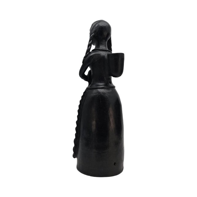 Ceramic 19.5" Mexican Barro Negro Mother & Child Sculpture Lamp Base For Sale - Image 7 of 11