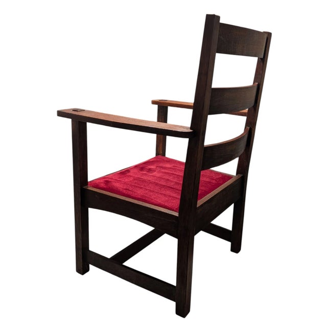 Stickley Antique Stickley Mission Oak Armchair For Sale - Image 4 of 13