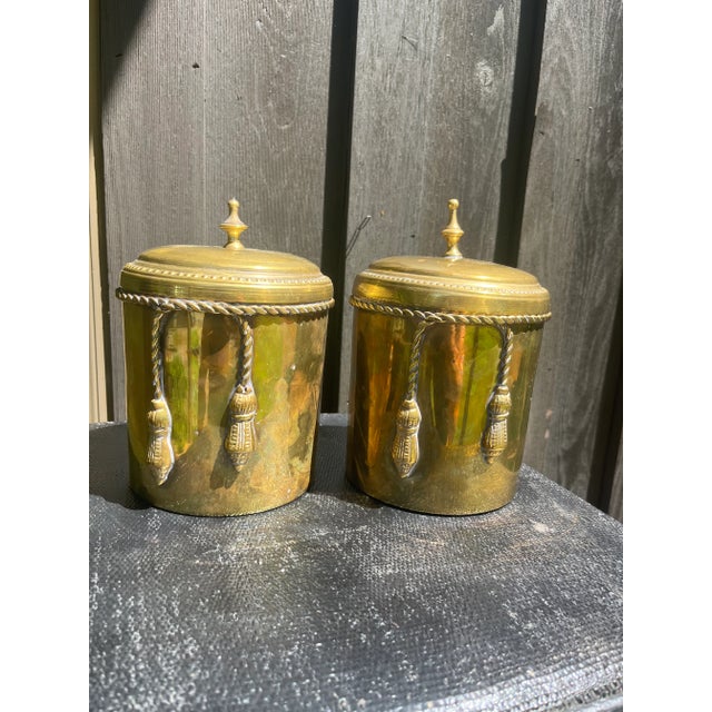 Beautiful brass boxes that can store so many goodies! I love the way the tassels drip perfectly and the finials for...