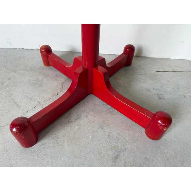 Red 1980’s Italian Postmodern Memphis Style Red Stained Wood Floor Standing Hat & Coat Stand For Sale - Image 8 of 12