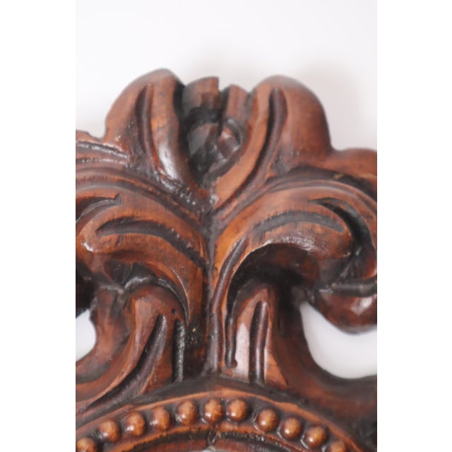 Brown Baroque Style Hand-Carved Gold Leaf Wall Lamp with Mirror, 1960s For Sale - Image 8 of 11