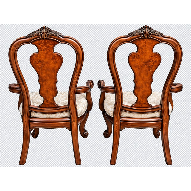 Matching Pair of Original American Drew Grand Revival-Russet Splat-Back Arm Chairs, Model 132-637. For Sale - Image 4 of 12