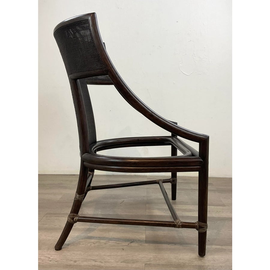 Baker/McGuire Dark Tobacco Rattan Klismos Dining Chairs Set of 6