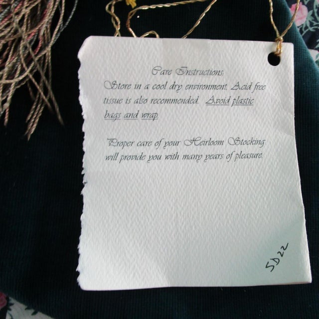 Vintage Sandra Dunn Heirloom Christmas Stocking French Silk Velvet Crystals Beads Neiman Marcus For Sale - Image 9 of 11