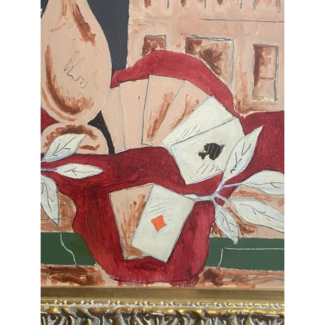 Textile 1940’s Mid Century Jean Francis Laglenne Oil Painting For Sale - Image 7 of 13