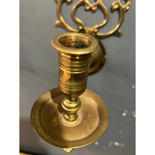 Vintage Brass Candle Sconce Pair For Sale - Image 6 of 10