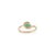 Modernist Pear Shape Emerald & Diamond Halo Ring in 14k Yellow Gold Size 4 For Sale - Image 10 of 17