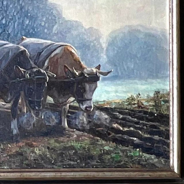 Vintage Boho Original Oil Pastoral Painting Signed Eugen Osswald For Sale - Image 11 of 13