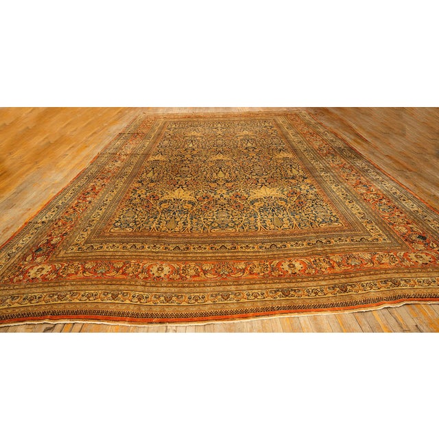A magnificent and exceptionally rare palace-sized Antique Persian Khorasan (Mashad) carpet, circa 1820. Measuring 13' 7" x...