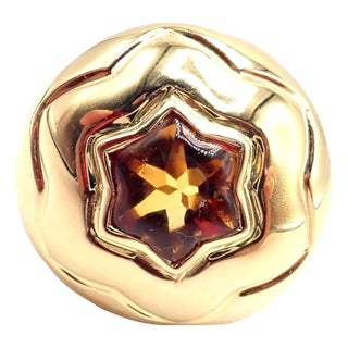 1980s Bulgari Bvlgari Star of David Shape Citrine Bombe Yellow Gold Ring, Size 6 For Sale