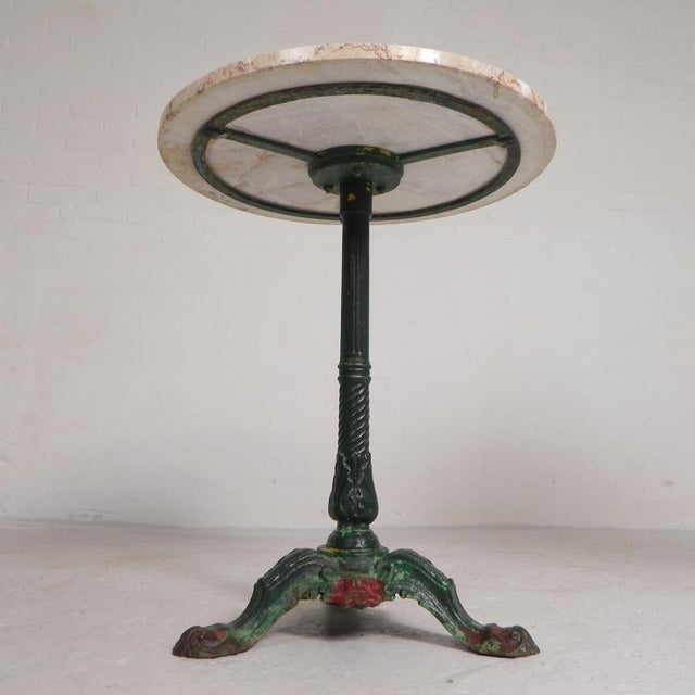 Bistro Table with Cast Iron Legs and Marble Top, 1920s For Sale - Image 4 of 18