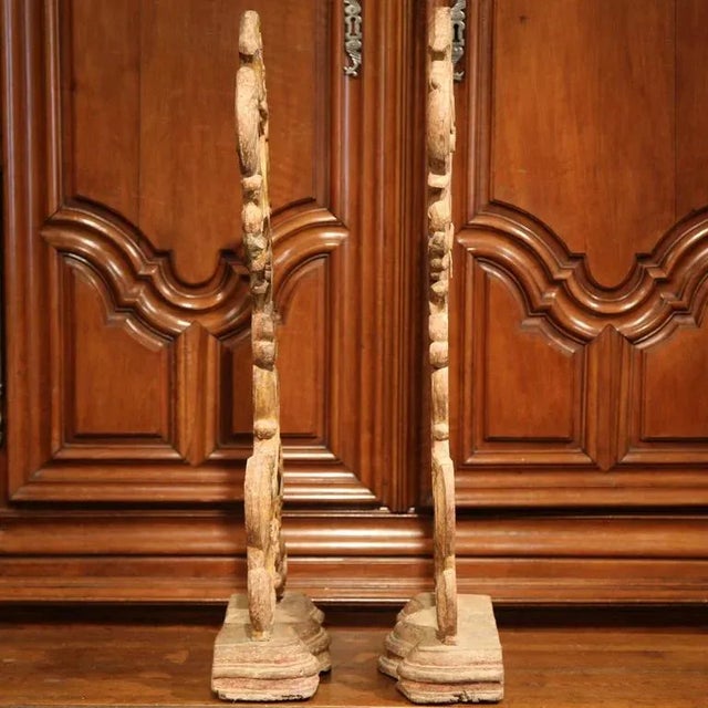 Pair of 19th Century Italian Baroque Giltwood Church Reliquary Mirrors For Sale - Image 9 of 10