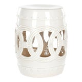 Image of Double Coin Stool in Antique White For Sale