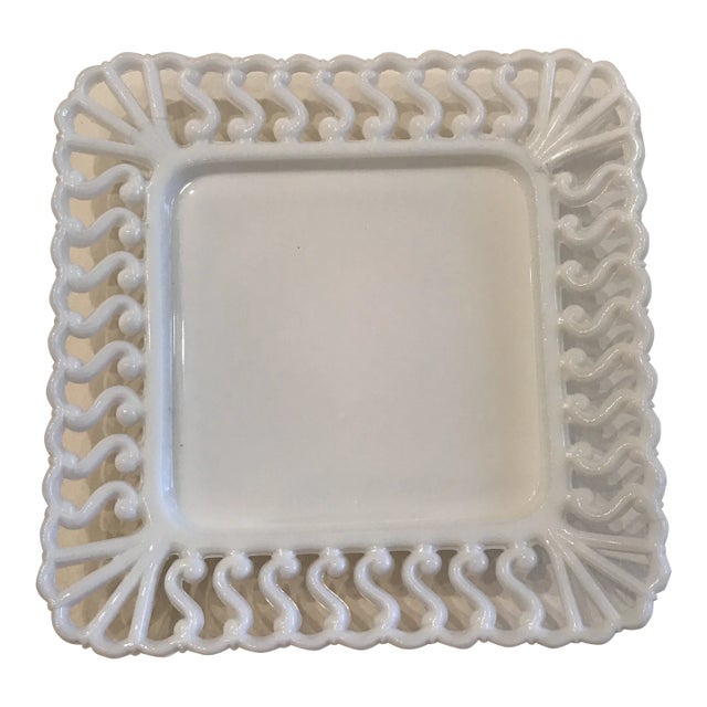 Antique Atterbury Pressed Milk Glass Plate For Sale