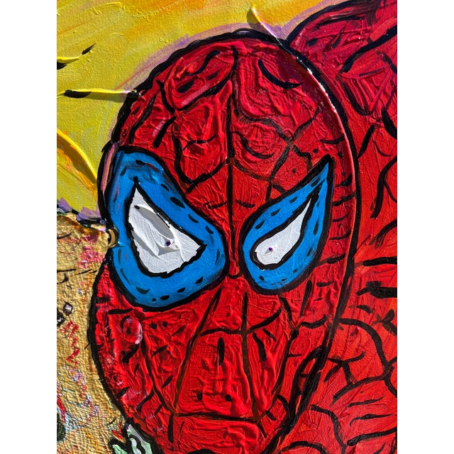 One-of-a-Kind Large Painting on Canvas by Serg Graff "Spider-Man". Coa Attached For Sale - Image 9 of 12