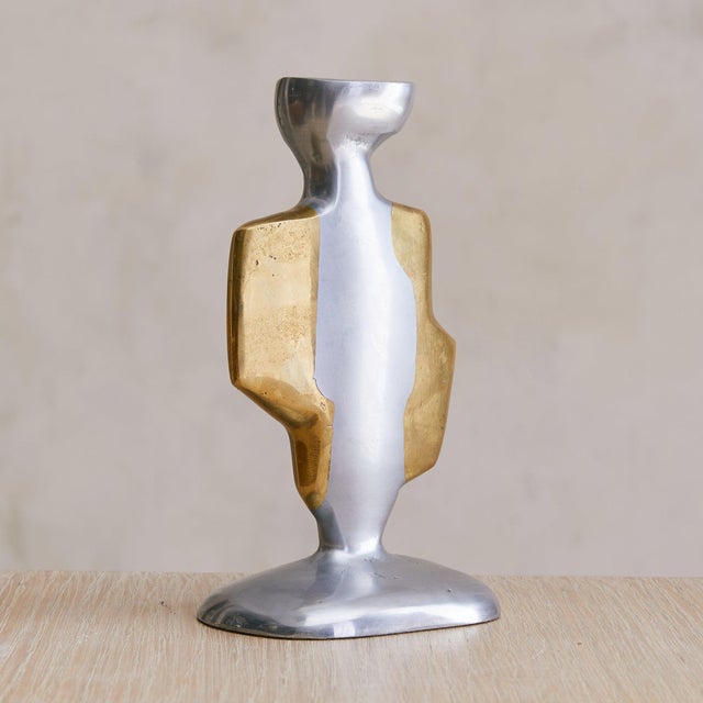 David Marshall Pair of Spanish Brass Candleholders by David Marshall, 1970s For Sale - Image 4 of 10