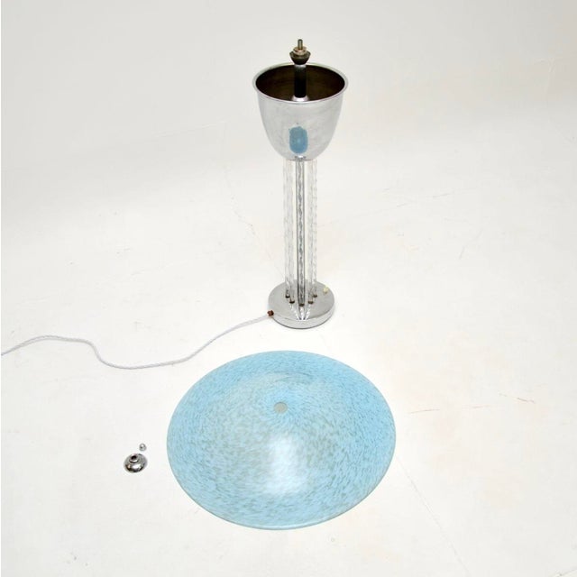 Large French Art Deco Chrome and Glass Table Lamp, 1930s For Sale - Image 6 of 9