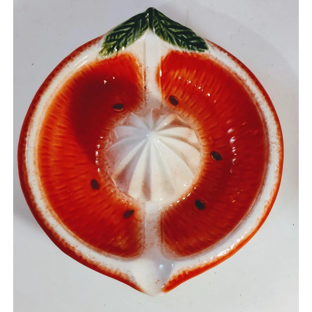 Ceramic Mid Century Italian Orange Ceramic Painted Juicer For Sale - Image 7 of 7