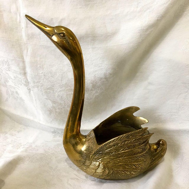1960s Mid Century Korean Brass Swan Planters a Pair Chairish