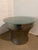 1970s Attributed to Karl Springer "Rain-Drum" Side Table in Polished Metal With Glass Top Can remove the glass top from...