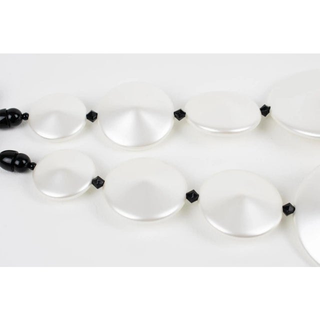 Plastic Angela Caputi Pearlized White and Black Resin Necklace For Sale - Image 7 of 8