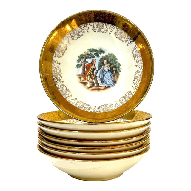 Mid 20th Century 22 Carat Crest-O-Gold Sauce Bowls by Sabin - Set of 7 For Sale