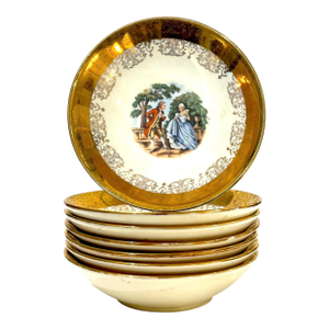 Mid 20th Century 22 Carat Crest-O-Gold Sauce Bowls by Sabin - Set of 7