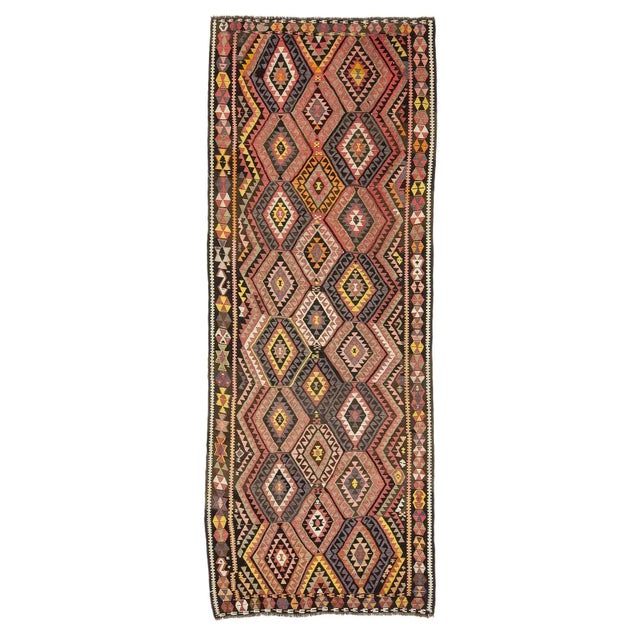 Textile Vintage Handwoven Turkish Kilim Rug For Sale - Image 7 of 7