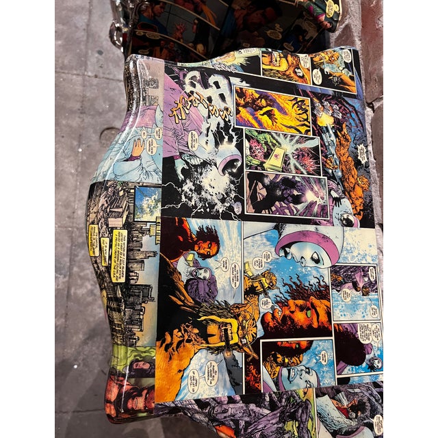Green French-Inspired Comic Print Commode Nightstands Pair For Sale - Image 8 of 9