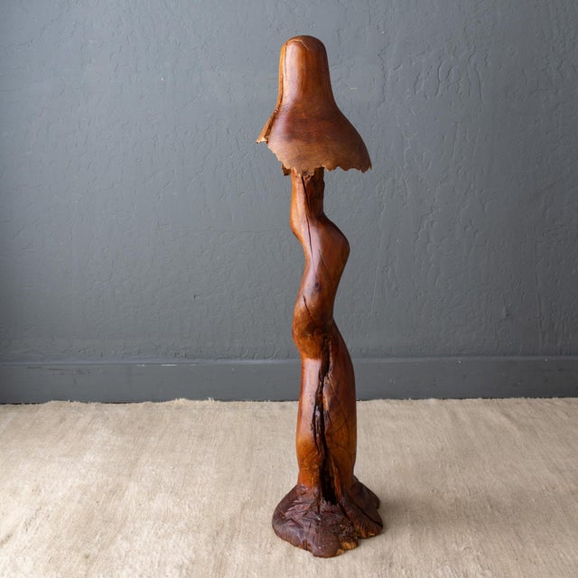 Folk Art Large Hand Carved Redwood Mushroom Sculpture For Sale - Image 3 of 18