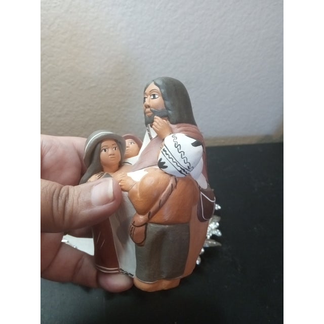 Folk Art Gorgeous Signed Jesus Storyteller Terracotta Folk Art Figurine From Peru For Sale - Image 3 of 6