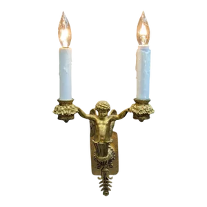 Early 20th Century Gilt Bronze Cherub Sconce