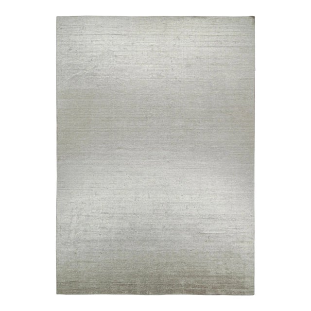 2010s Rug & Kilim’s Modern Rug in Solid Gray and Off-White Striae For Sale
