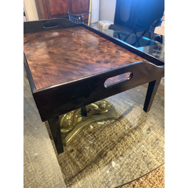 Modern Handmade and Handpainted Bed Tray in Faux Malachite. L For Sale - Image 3 of 4