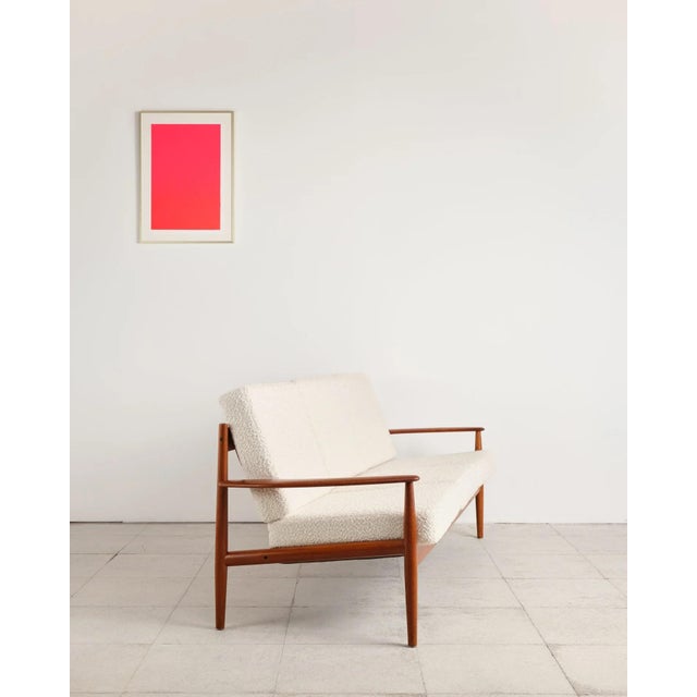 1950s Three-Seater Sofa Model 118 in Teak with Bouclé Upholstery by Grete Jalk for France & Søn, Denmark, 1950s For Sale - Image 5 of 18