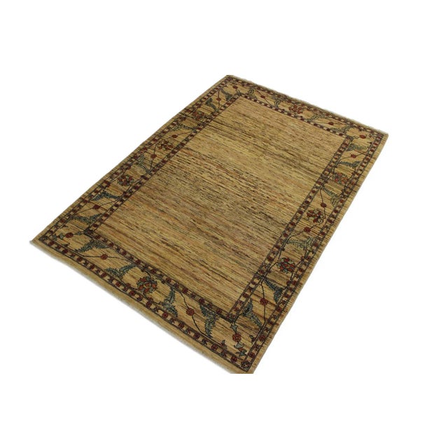 Contemporary 1970s 1970s Vintage Gabbeh Tan Wool Rug - 6′3″ × 9′ For Sale - Image 3 of 9