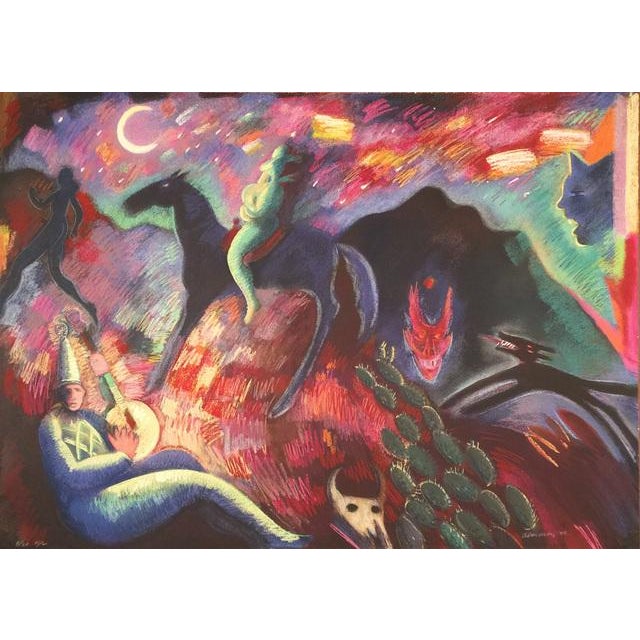 Southwest Song, 1988 Hand Printed Silkscreen 35 × 48 in 88.9 × 121.9 cm Edition of 120 Super Rare, Excellent Medium: Print...