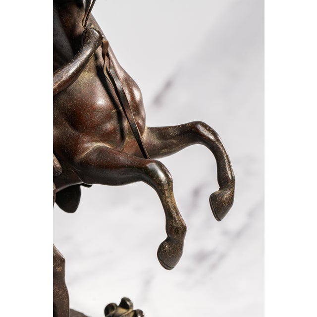 Neoclassical Style Antique Victorian Cast Metal Statue Man With Horse Equestrian Home Decor For Sale In New York - Image 6 of 15