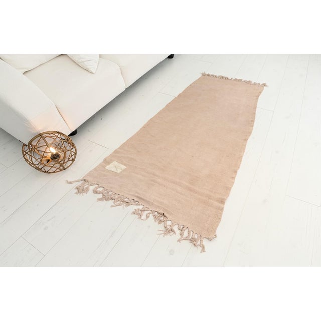 1960s Camel Colour Hemp Kilim Runner For Sale - Image 5 of 10