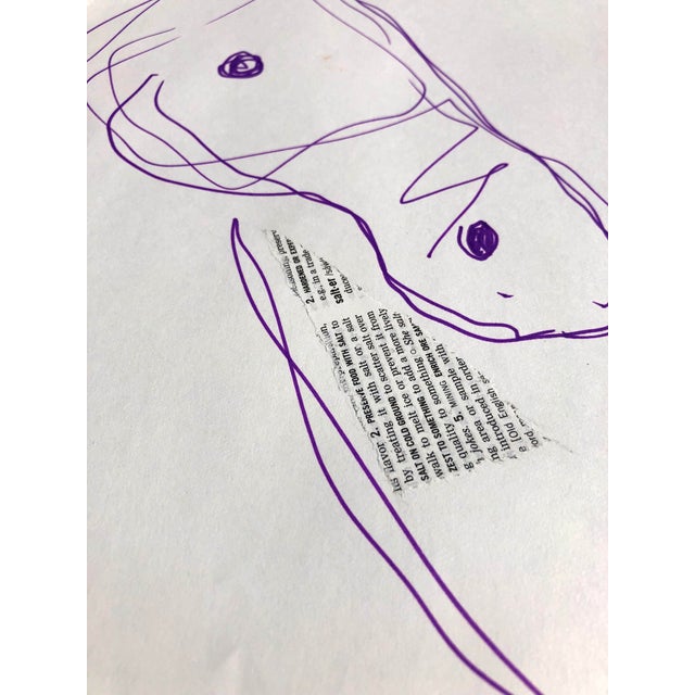 Cassandra Auker Original Horse Drawing W/ Collage Elements on Paper For Sale - Image 6 of 6