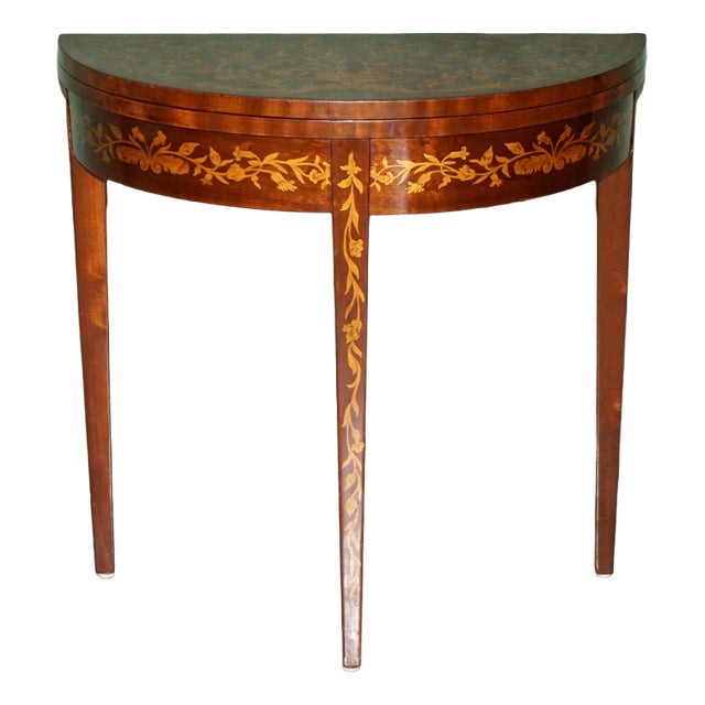 Antique English Demi Lune Chess Table, 1870 For Sale