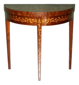 Antique English Demi Lune Chess Table, 1870